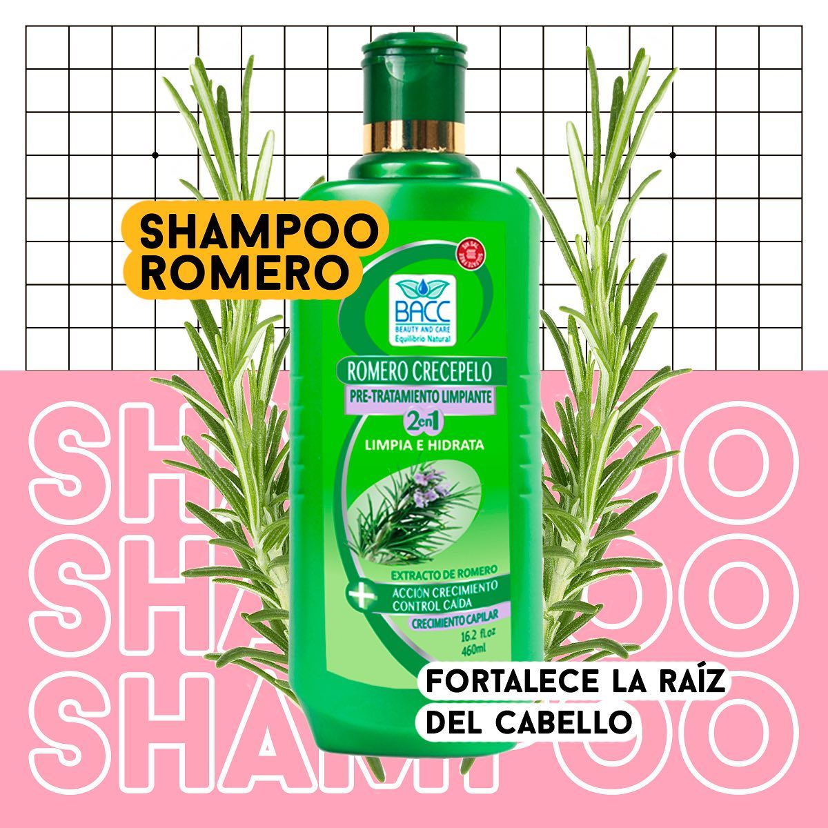 Shampoo Crece Cabello de Romero sin Sal